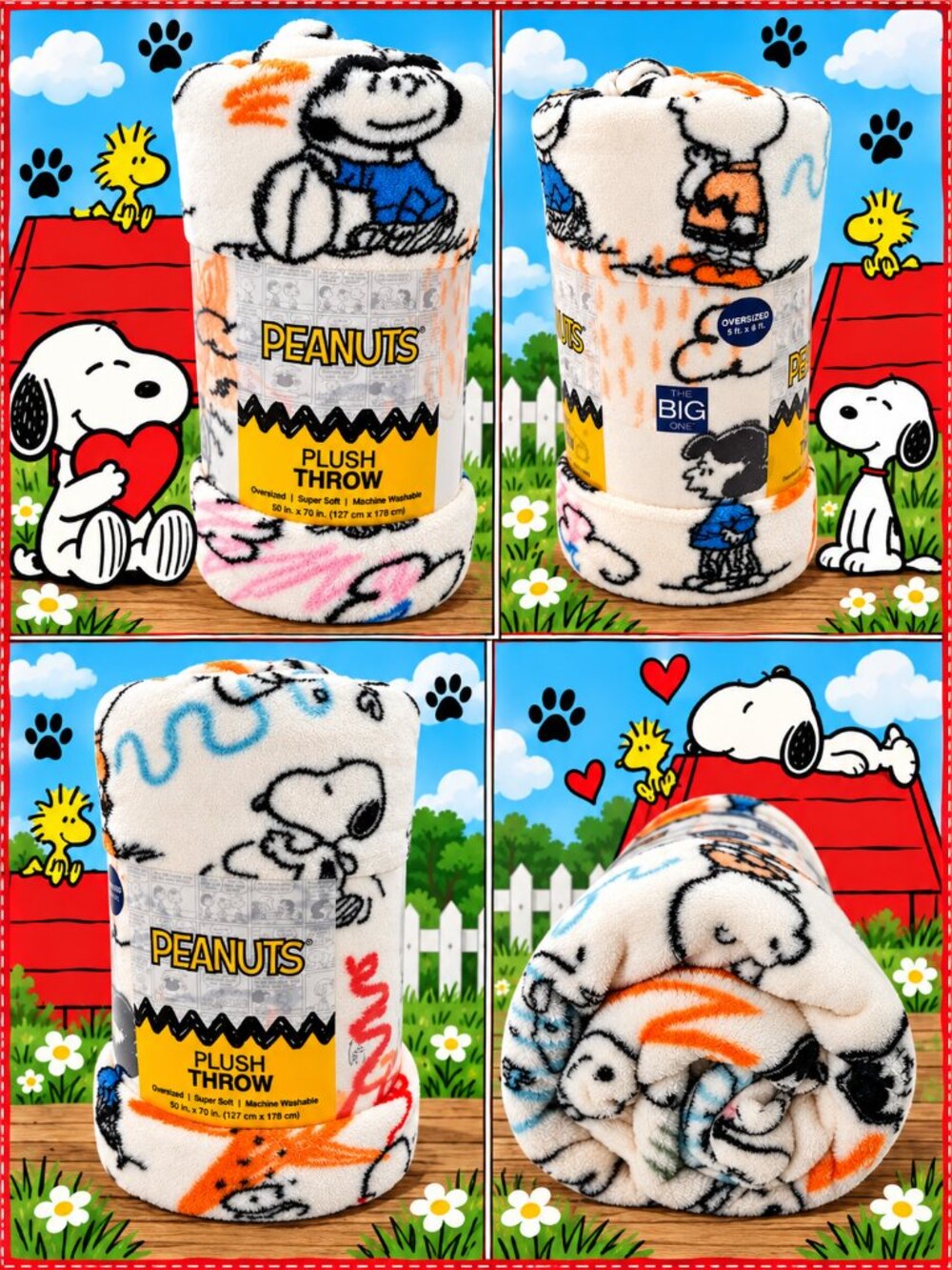 Peanuts Snoopy Plush Throw Blanket 50x70 Oversized Super Soft